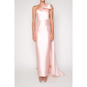 Alexia Maria Alexandra Silk and Wool Column Gown with Removable Cape